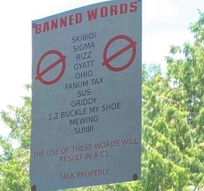 Banned words in my local school. - 9GAG