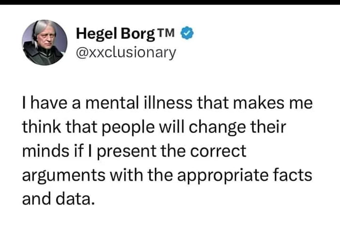 When you bring logic to a feelings fight.