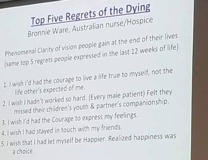 What are your top 5 regrets?