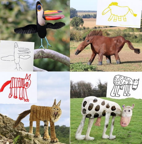 This is how animals would look like if based on kids' drawings - 9GAG