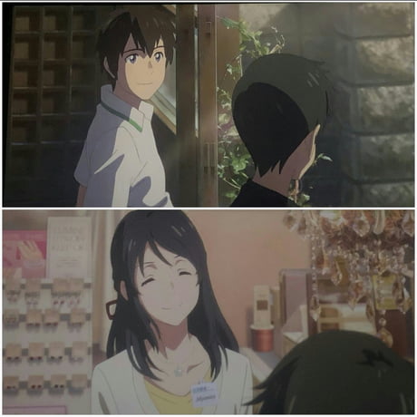 So cool that the main characters in (Kimi no na wa) are in (Tenki ni ko) -  9GAG