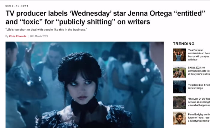 She's like a female Henry Cavill, she had to fix some of the shitty writing of Wednesday.