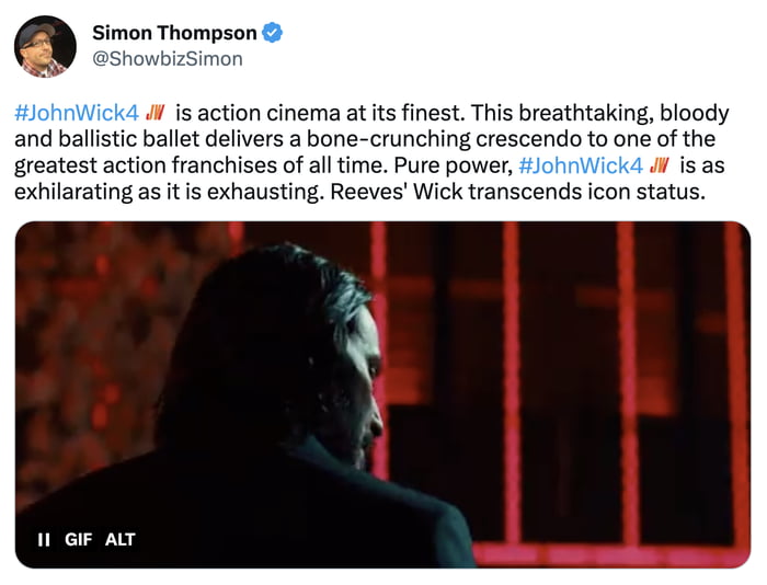 'John Wick Chapter 4' Has The Highest Rotten Tomatoes Score In The