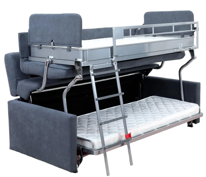 Sofa with a foldout/popup bunk bed/death trap 9GAG