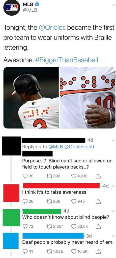 Braille on baseball jerseys - 9GAG