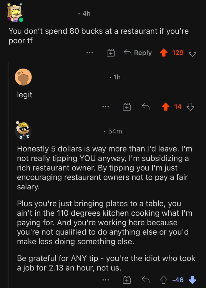 Person explains why they don’t tip servers 9GAG