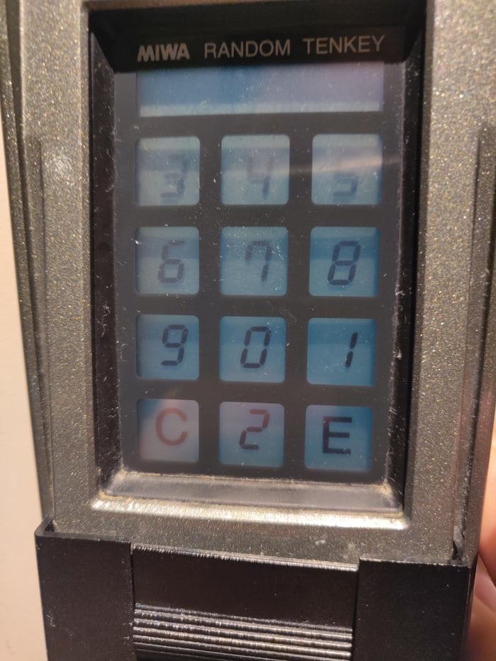 This keypad randomizes the numbers every time so someone doesn't figure out the password from your hand movements