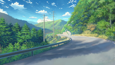 Vintage Anime Road Scenery