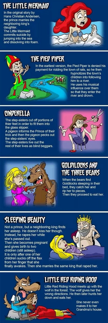 Just Some Famous Children Stories Before They Were Softened By Disney 9gag