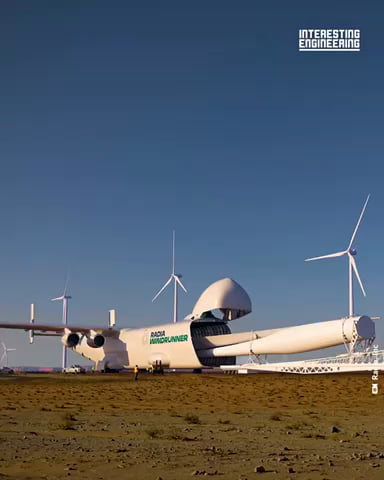 The Wind Runner will be the world's largest aircraft, dedicated to transporting wind turbine blades. At almost 110 meters, it will be longer than a standard football field. And its internal capacity will be around that of twelve Boeing 747s.