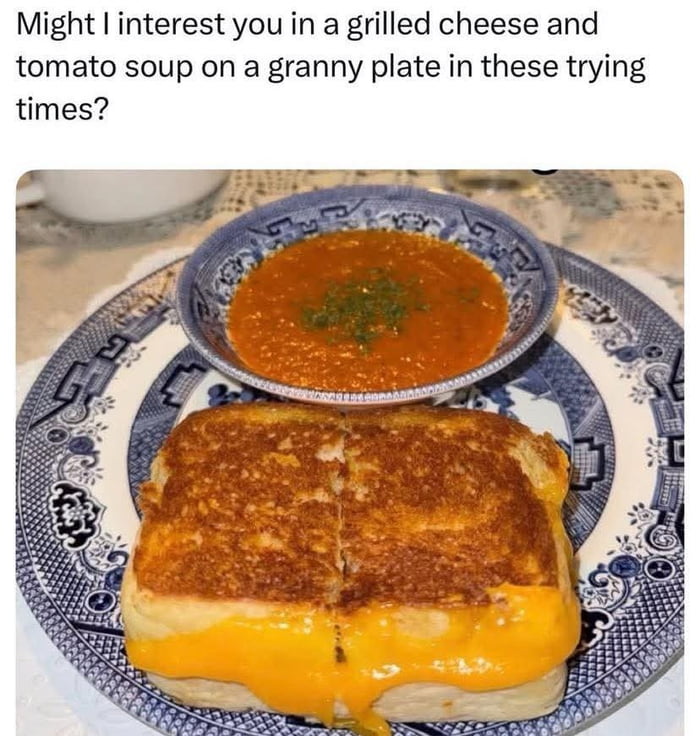 A classic combo on a granny plate, perfect for these trying times