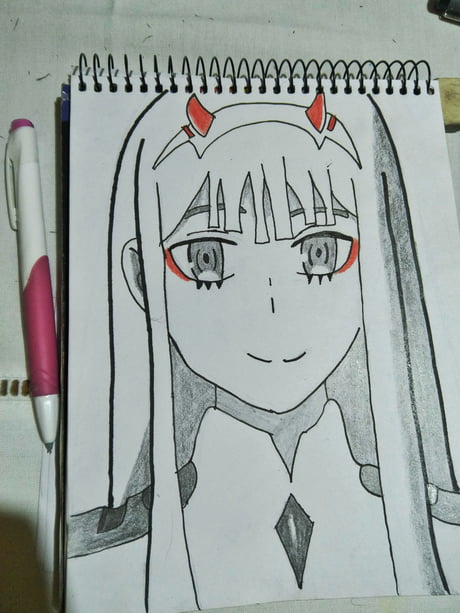 Heres my drawing of hiro and zero two from anime : r/DarlingInTheFranxx