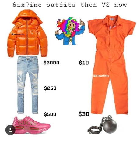 6ix9ine outfits then vs now - 9GAG