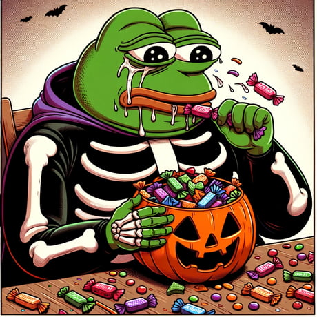 This is the fat Halloween Pepe. Upvote him and he will absorb all