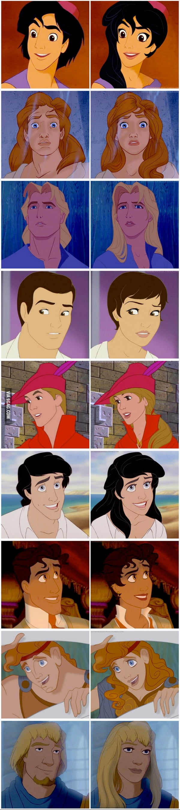 Genderbent Disney Princes 9gag