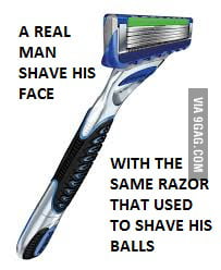 shaving balls and face with same razor