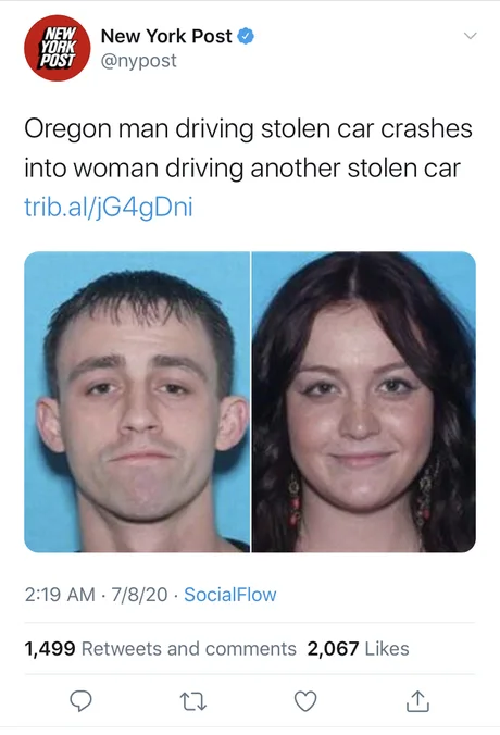 Car thief crashes into woman also in stolen car