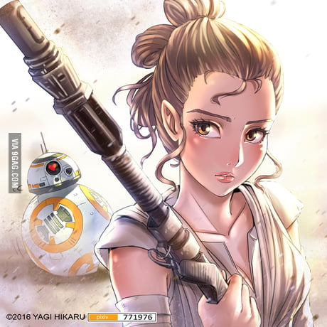 Rey and BB-8 from Star Wars: The Force Awakens in anime stile! I hope you  like it! - 9GAG