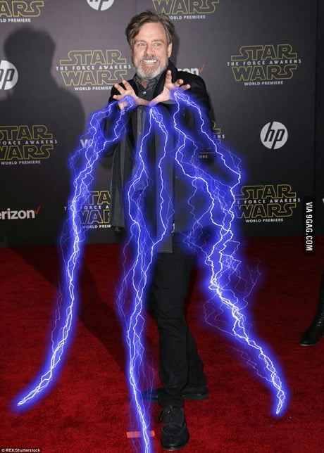 Mark Hammill using force lightning on the red carpet. - 9GAG