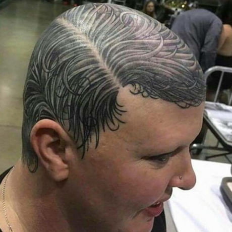 Oh,I thought this tattoo shop was a barber shop. Well,give me a haircut  anyway