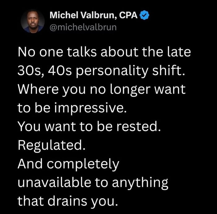 Reached that age where my only goal is to be fully charged and completely unavailable
