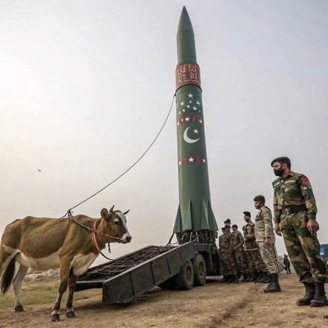 Trolling in war can be explosive , a cow tied to Pakistani missile prior launching towards India. I can't wait for Indian army response.