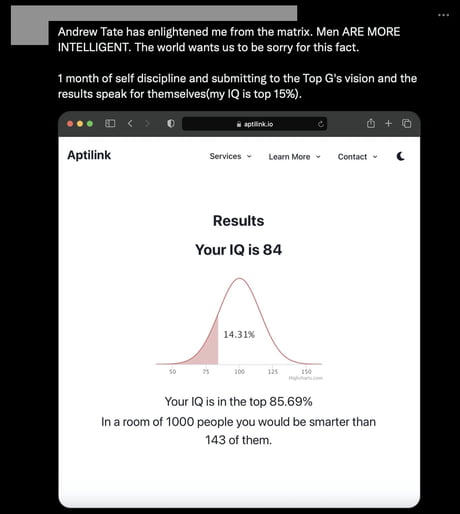 What is this sub's estimate of Andrew Tate's IQ : r/cognitiveTesting