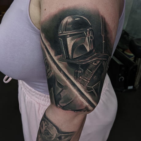 10 Best Mandalorian Helmet Tattoo Ideas That Will Blow Your Mind  Outsons