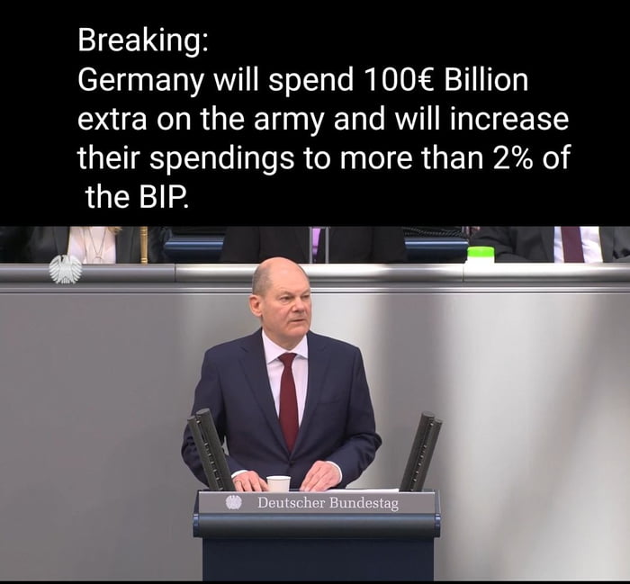Olaf Scholz just announced massive increase in military spendings for Germany