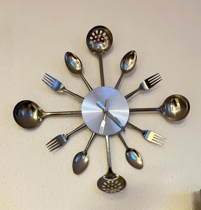 This clock in France made out of kitchen utensils 9GAG