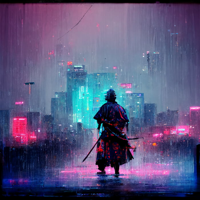 Generated With Midjourney, A Samurai In The Rain - 9gag