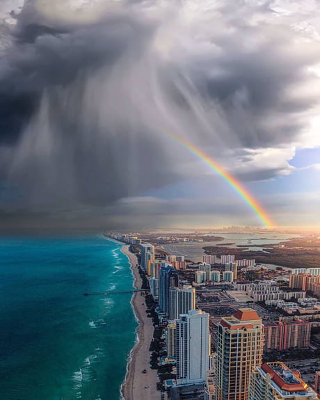 rain storms with rainbow