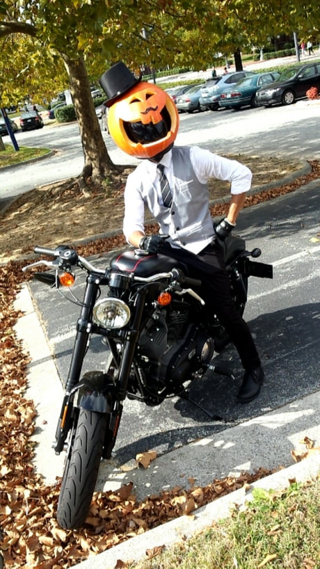 pumpkin head motorcycle helmet