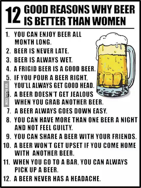 FUNNY 10 REASONS BEER IS BETTER THAN WOMAN POSTER PRINT PICTURE 