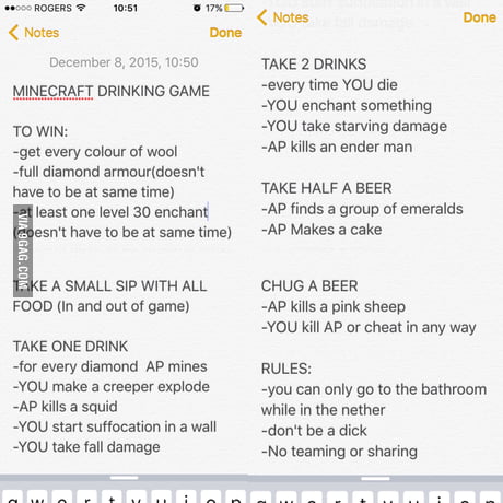 Couldn T Find A Minecraft Drinking Game So I Made My Own Ap Another Player 9gag