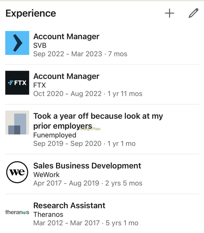 The most epic LinkedIn work history