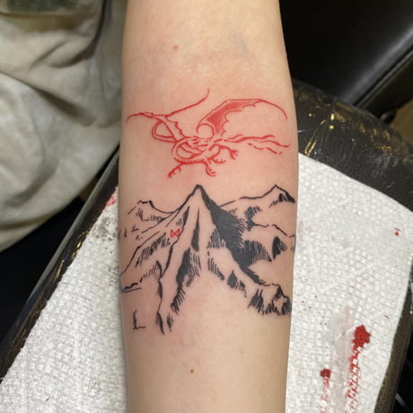 The Lonely Mountain by Alex Passapera at Rising Dragon Tattoo in NYC