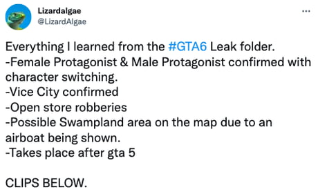 GTA6Videos on X: 🔴 GTA 6 NEW LEAK - Apparently this photo was also Leaked  with Yesterdays leaked videos…👀 🌆🏙️🌴 #GTA6 #GTA6LEAK #GTA6trailer  #GTAVI  / X