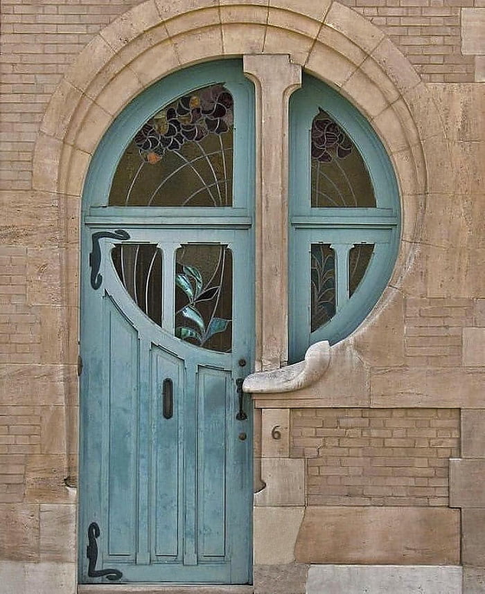 This Art Nouveau style door of a house in Brussels