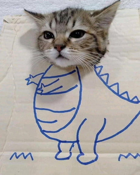 Cat + Dinosaur = SUPER CUTE - 9GAG