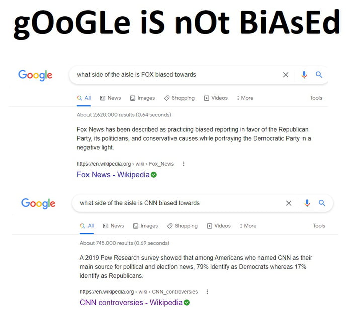 Google is biased politically left - 9GAG