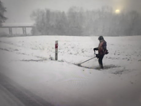 Cutting grass 2024 in winter