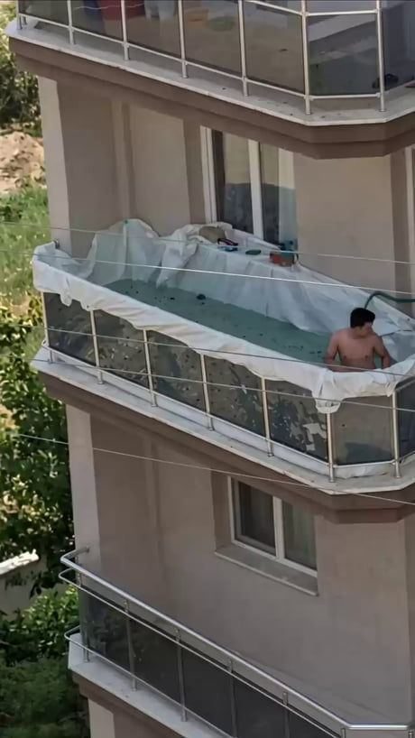 I envy his confidence in the strength of that balcony...