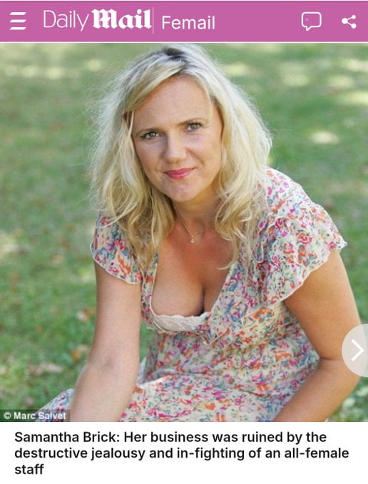 A woman started an all female company to realize her Utopian dream and benefit the absence of men. Despite having made $500k in the first year she had to shut down due to catfights, jealousy, infighting, competition, sexual aggression and no work was done.