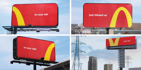 Give Me Directions To Mcdonald S Mcdonalds Made A Billboard Making Directions To It, Using The Golden Arches  - 9Gag