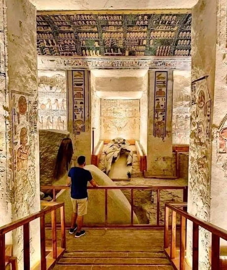 Inside the tomb of Ramses VI in Luxor. Could you imagine all this beauty is underground.