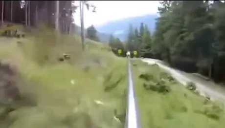 Guy rages at girl on Alpine roller coaster and purposefully rams