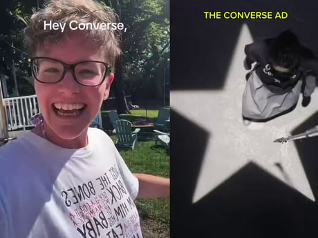 Liberal woman bought and then burned Converse shoes to protest their 