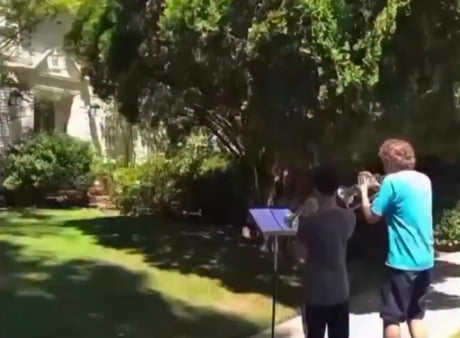 These kids played the Star Wars theme outside John Williams home and he came outside to cheer them on