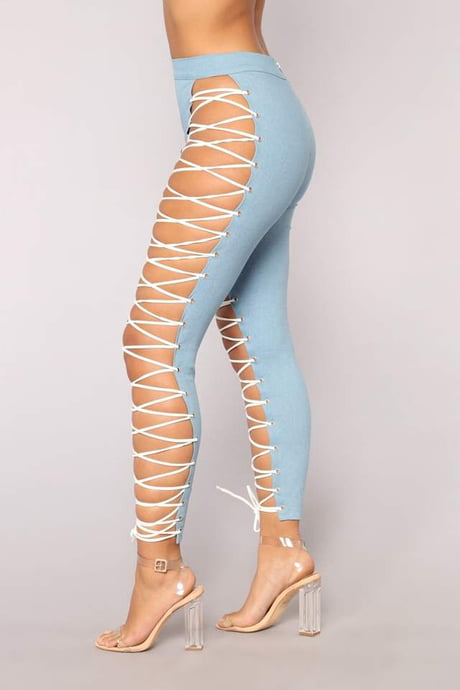 If You Think Cut Out Jeans Are Going Extreme, Here Are Lace-Up Jeans - 9GAG